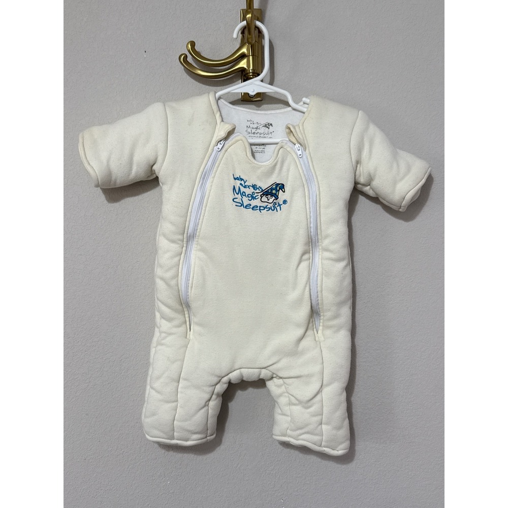 Baby Merlin Magic Sleepsuit Baby Large 6-9 M Cream Cotton Transition Swaddle